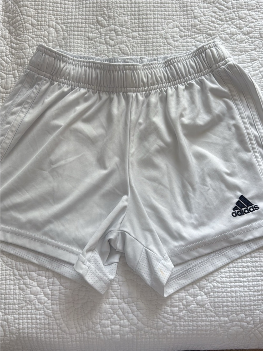 adidas White Women's Athletic Shorts with Black Logo